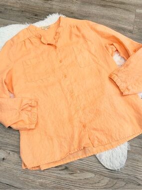 Weekend Choices 100% Linen Button Front Shirt XL Summer Vacation Natural Fibers